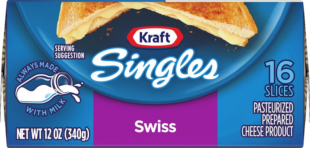 slide 4 of 9, Kraft Singles Swiss Pasteurized Prepared Cheese Product Slices, 16 ct Pack, 16 ct