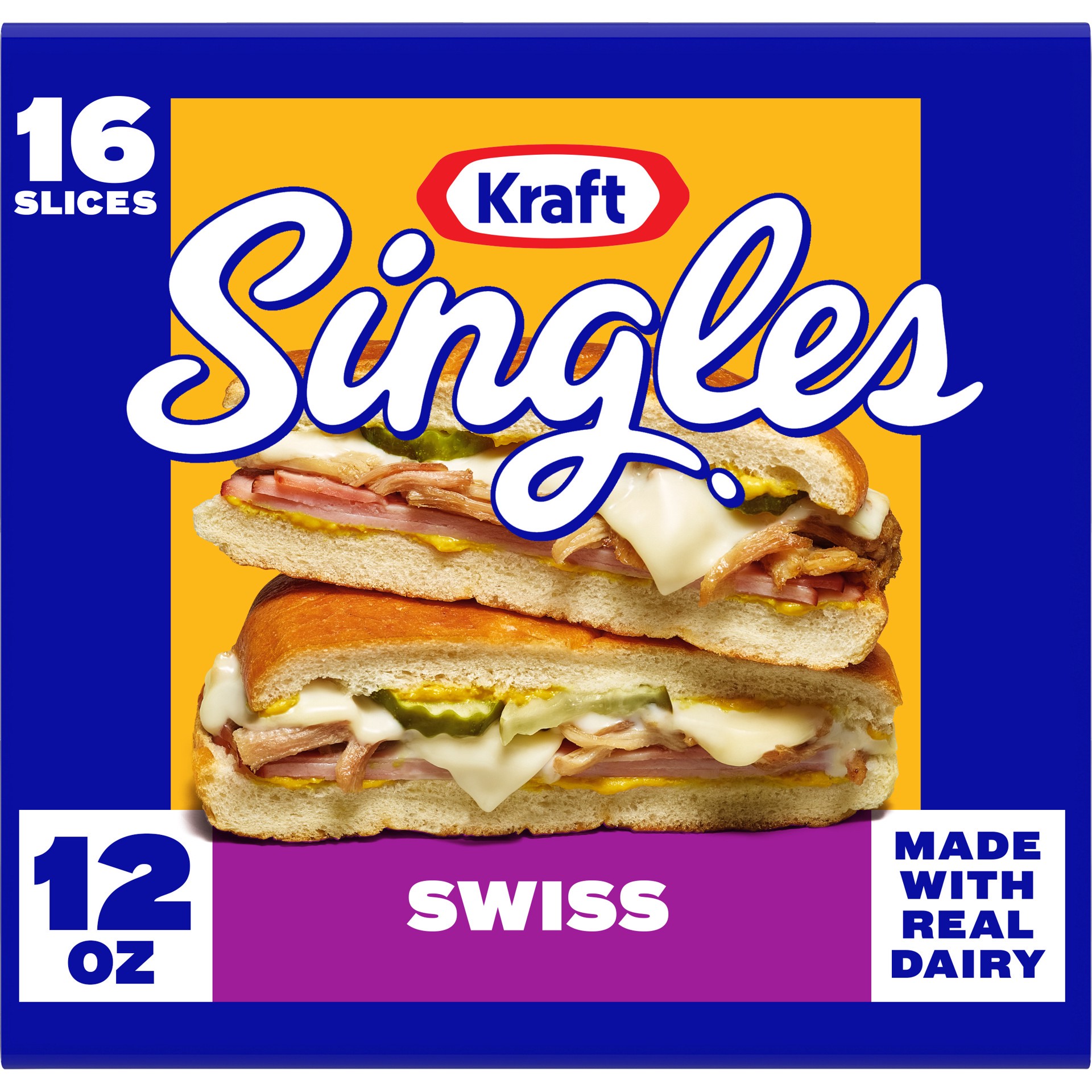 slide 1 of 9, Kraft Singles Swiss Pasteurized Prepared Cheese Product Slices, 16 ct Pack, 16 ct