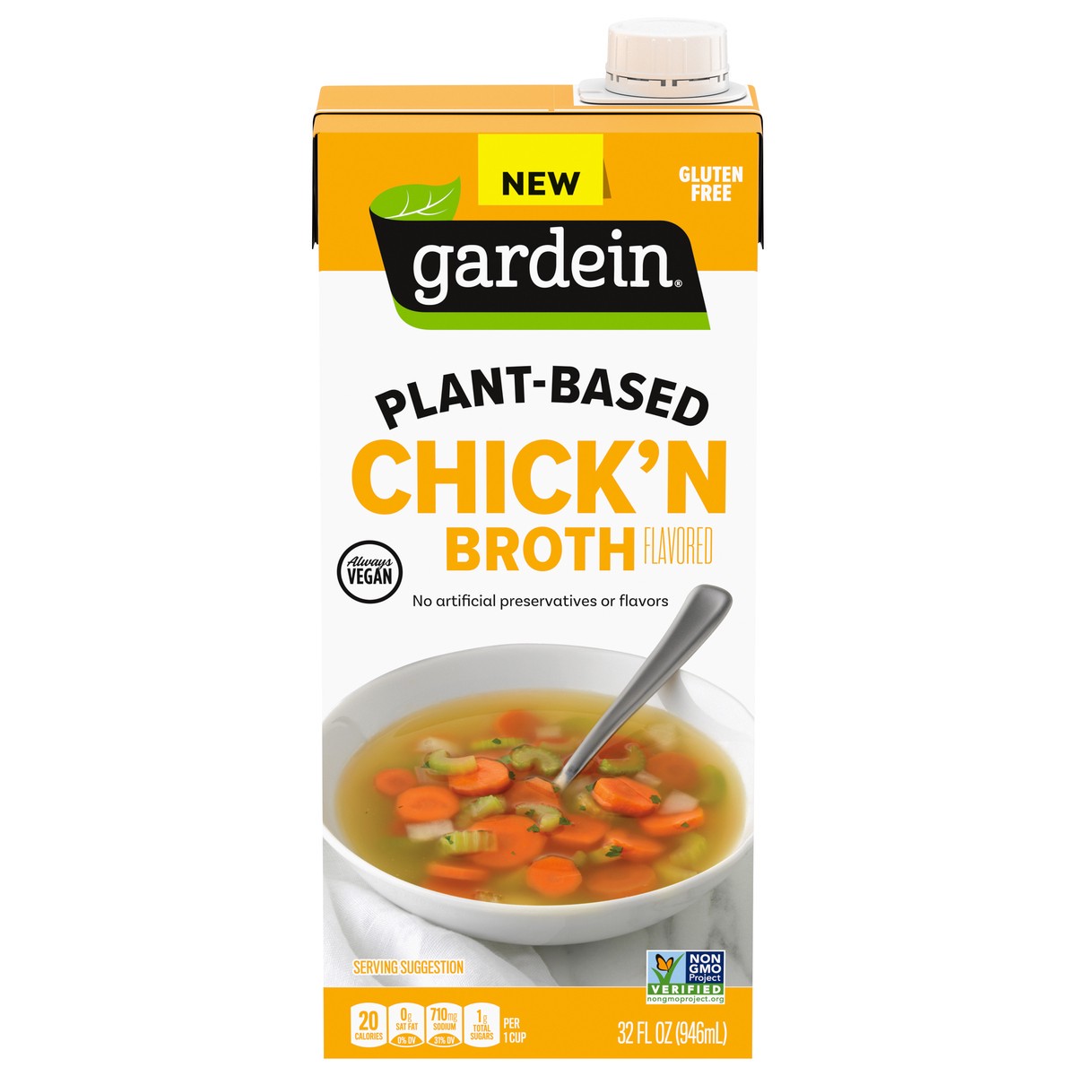 slide 1 of 5, Gardein Plant-Based Chick'n Broth 32 fl oz, 32 fl oz