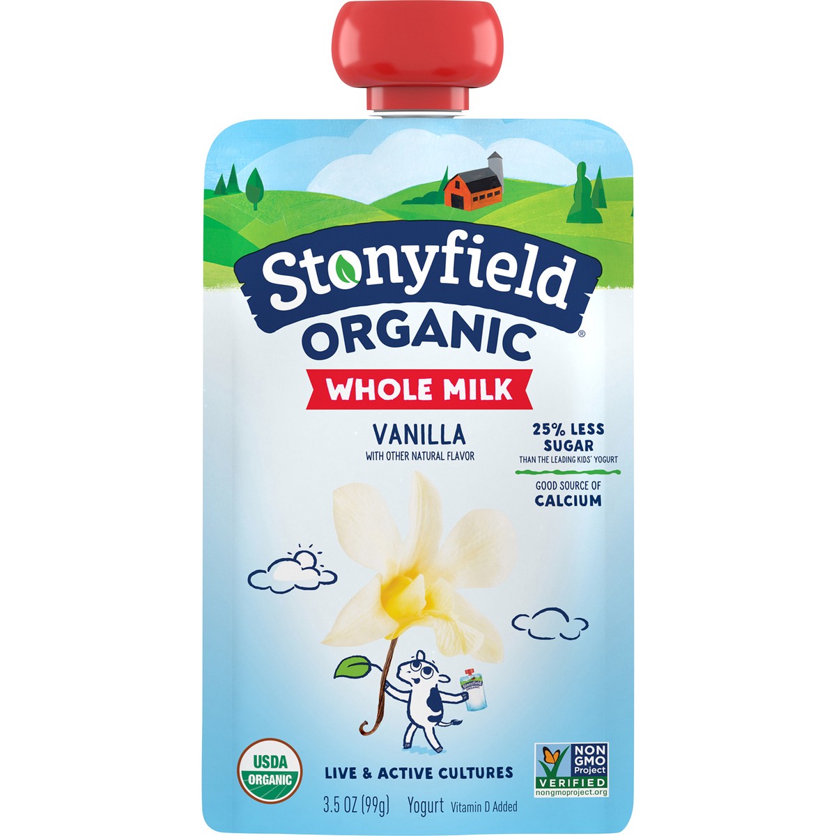 slide 1 of 6, Stonyfield Organic Vanilla Whole Milk Yogurt 3.5 oz. Pouch, 3.5 oz