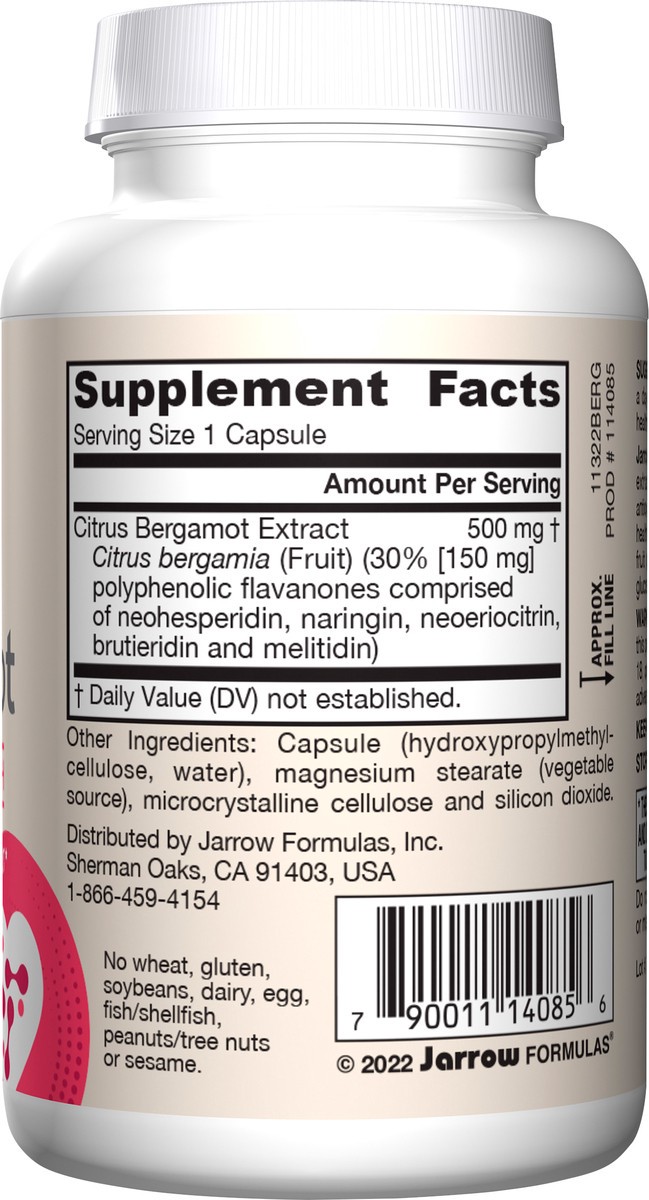 slide 4 of 4, Jarrow Formulas Citrus Bergamot 500 mg - 60 Servings (Veggie Caps) - Antioxidant Support for Cardiovascular & Metabolic Health - Dietary Supplement - Gluten Free - Use with Jarrow Formulas QH-absorb, 1 ct