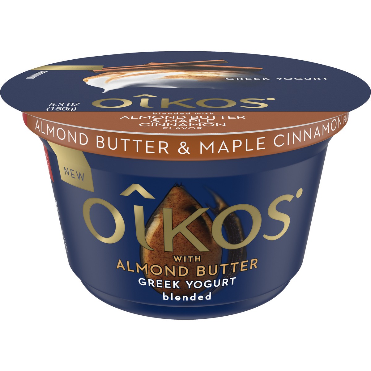 slide 1 of 13, Oikos Whole Milk Almond Butter & Maple Cinnamon Greek Yogurt, 5.3 Oz., 5.3 oz