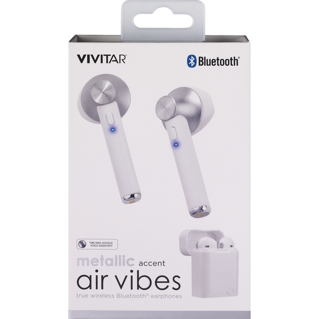 slide 1 of 2, Vivitar Air Vibes Bluetooth In-Ear Headphones, White, Vz40031W-Sil-Od, 1 ct
