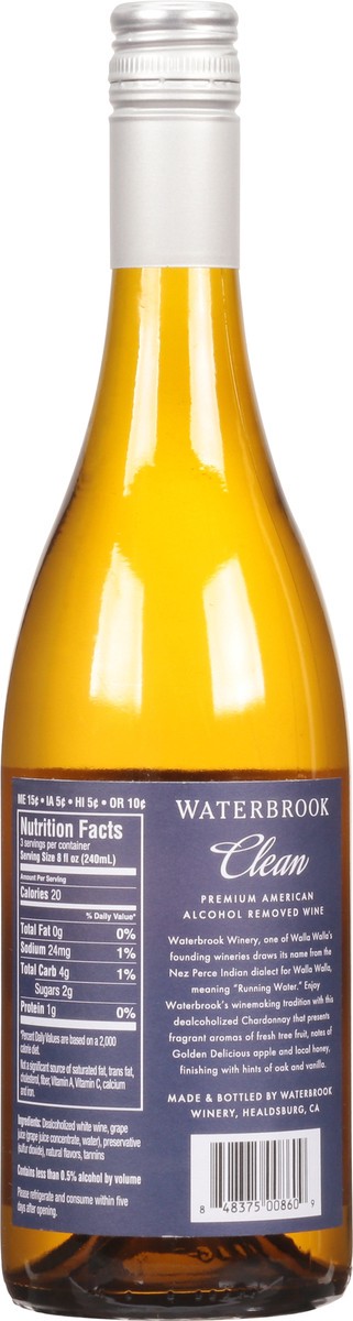 slide 5 of 13, Waterbrook Winery Waterbrook Non Alcoholic Clean Chardonnay, 750 ml