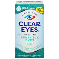 Clear Eyes Sensitive Eyes Lubricant/Redness Reliever Eye Drops 0.5 fl oz