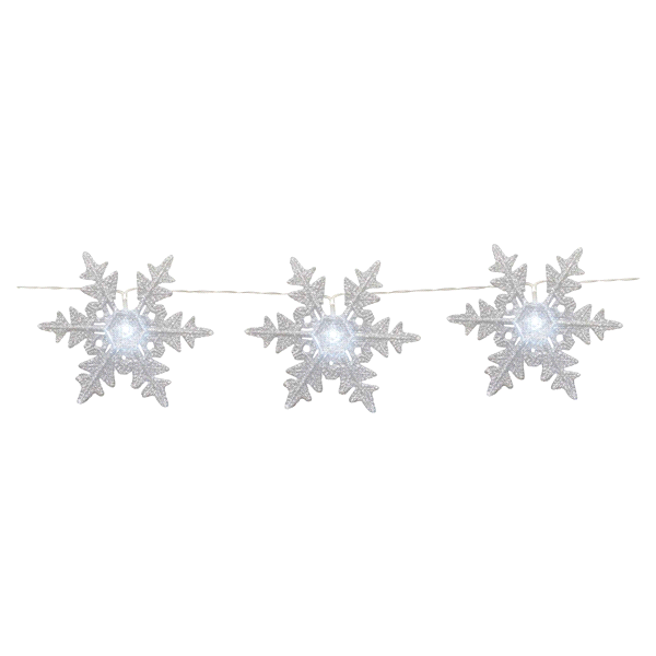 slide 1 of 1, December Home Battery Operated Light Set Glitter Snowflake, 10 ct
