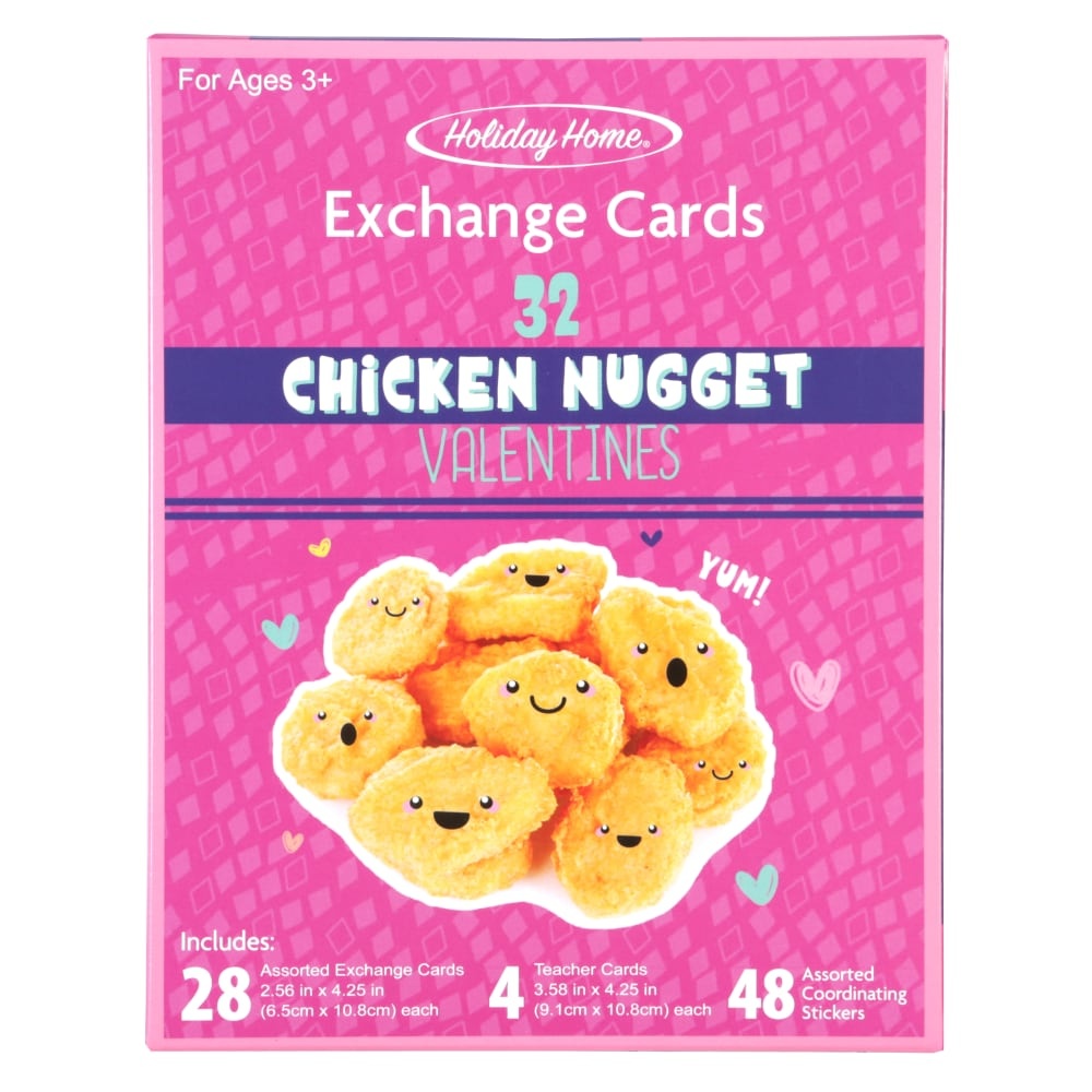 slide 1 of 1, Holiday Home Chicken Nugget Valentine's Exchange Cards Kit, 32 ct