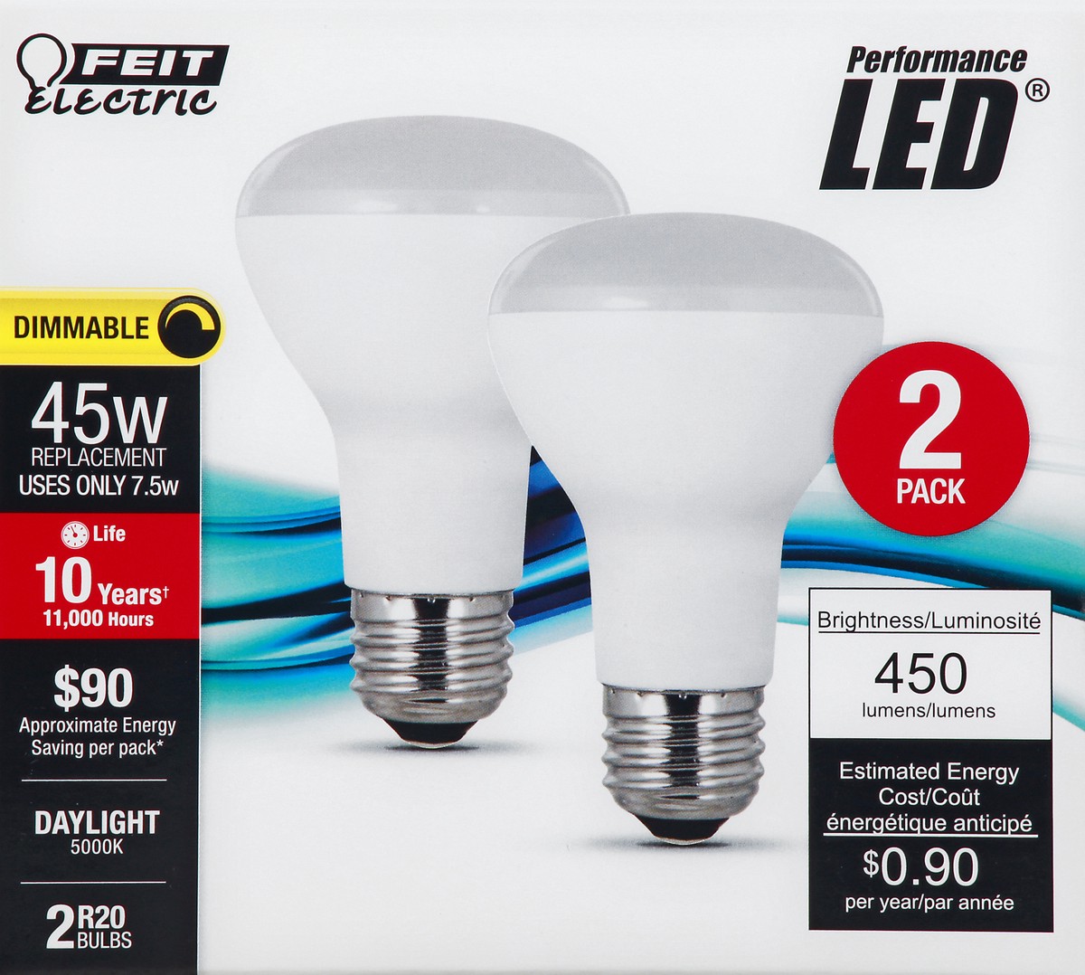 slide 2 of 11, Feit Electric Performance 2 Pack 7.5 Watts Daylight LED Light Bulbs 2 ea, 2 ct