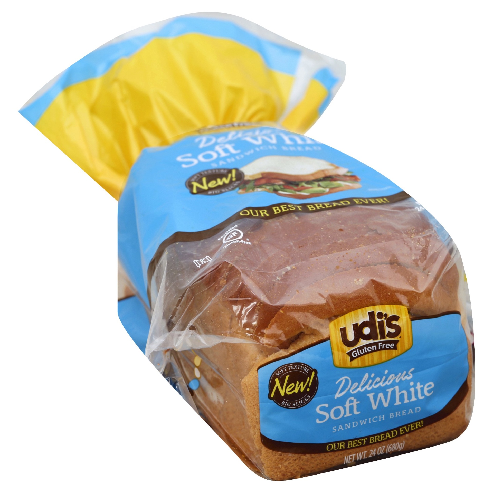 slide 1 of 5, Udi's Gluten Free White Bread, 24 oz