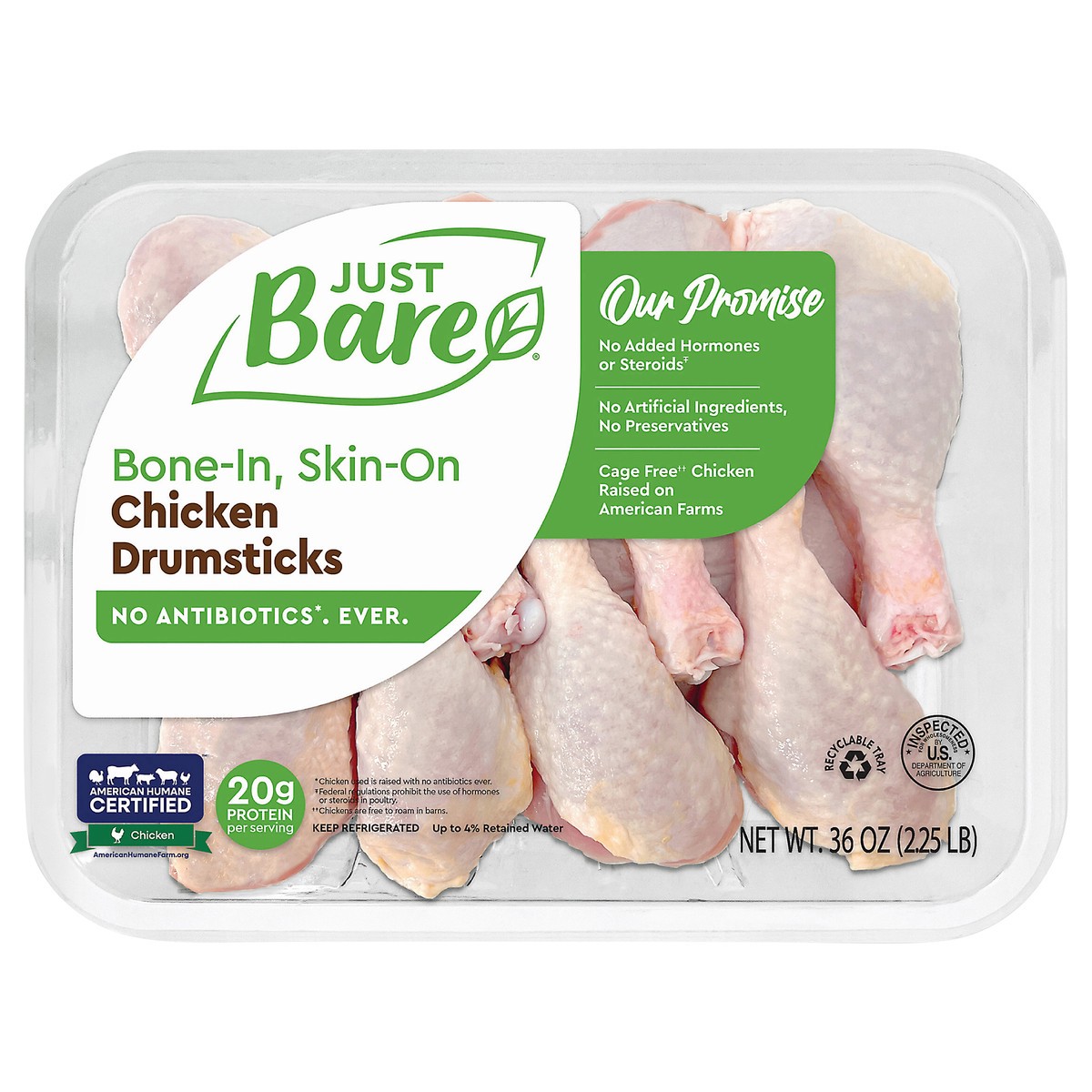 slide 1 of 1, Just BARE Brand Chicken Drumsticks, 36 oz