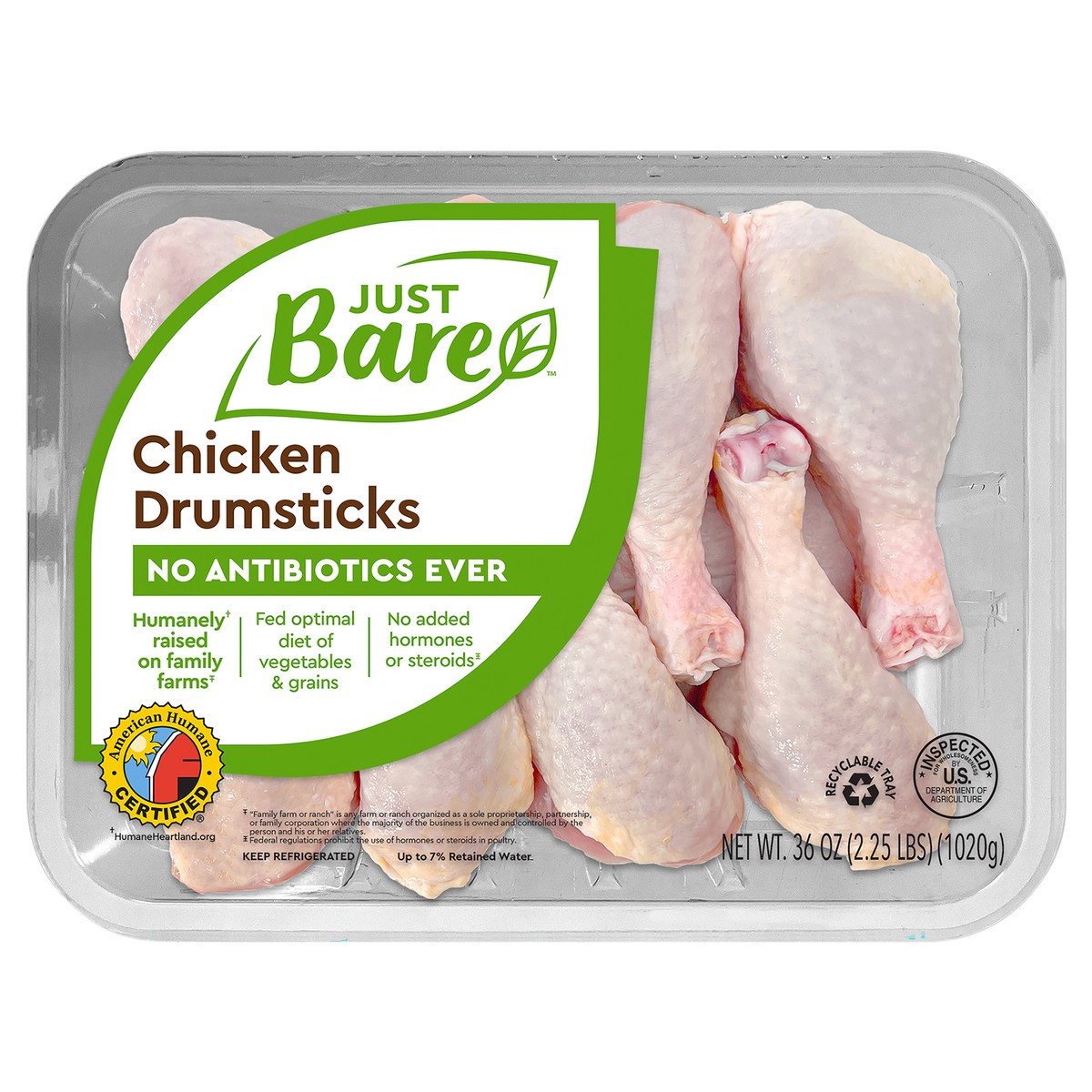 slide 1 of 1, Just BARE Chicken Drumsticks Family Pack, 36 oz