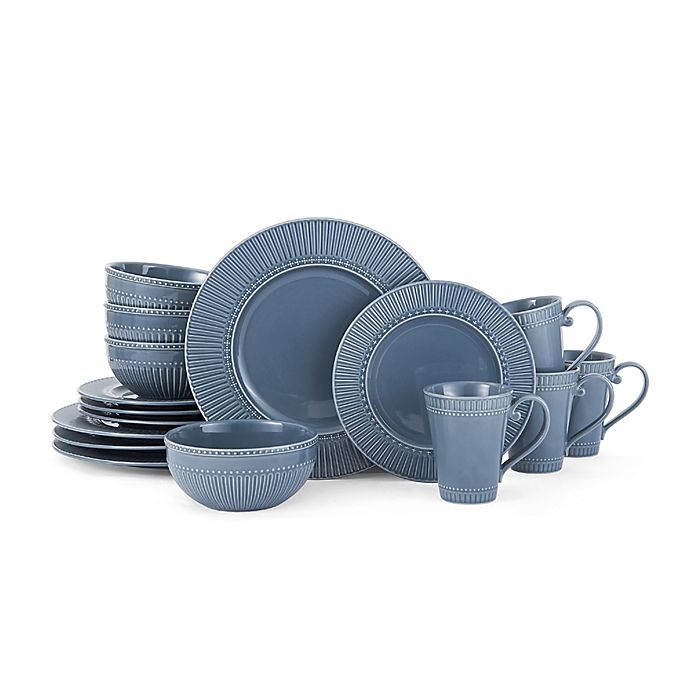slide 1 of 1, Mikasa Italian Countryside Accents Fluted Dinnerware Set - Blue, 16 ct