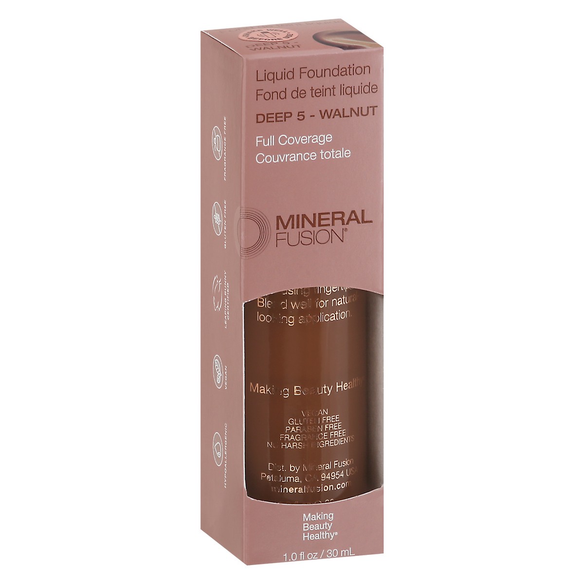 slide 6 of 9, Mineral Fusion Deep 5 - Walnut Full Coverage Liquid Foundation 1.0 fl oz, 1 ct