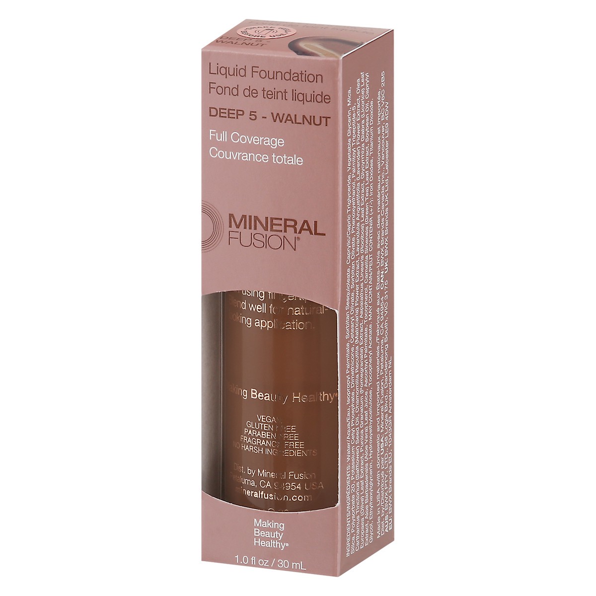 slide 7 of 9, Mineral Fusion Deep 5 - Walnut Full Coverage Liquid Foundation 1.0 fl oz, 1 ct