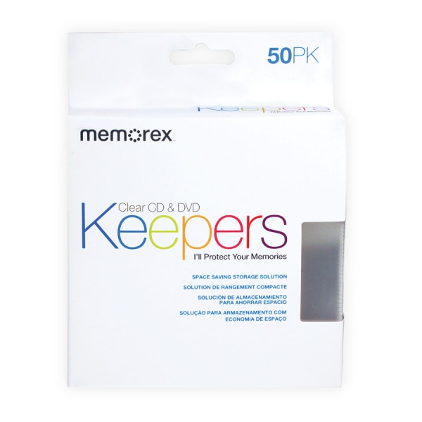 slide 1 of 1, Memorex Cd & Dvd Keepers, Clear, Pack Of 50, 50 ct