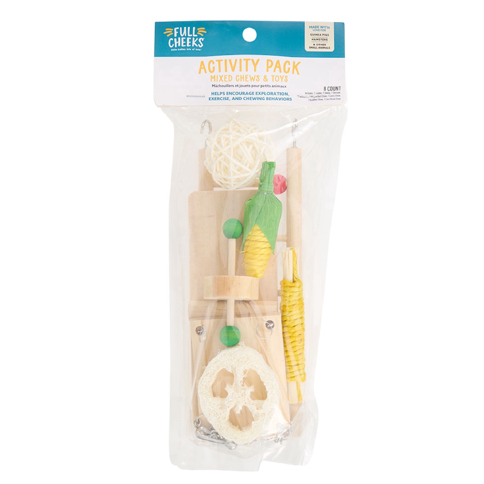 slide 1 of 1, Full Cheeks™ Exercise Pack Of Mixed Chews And Toys For Small Pets, 8 ct