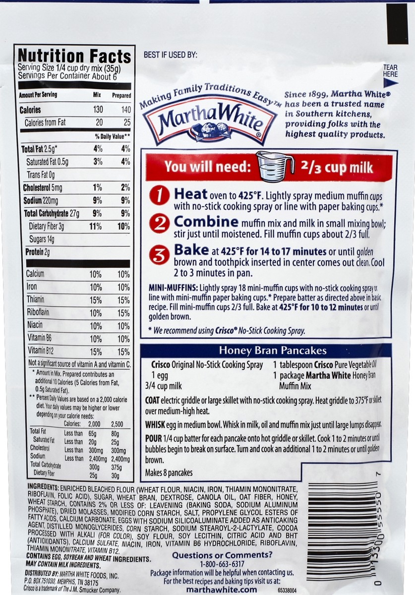 slide 2 of 8, Martha White Honey Bran Muffin Mix, 7.4 oz