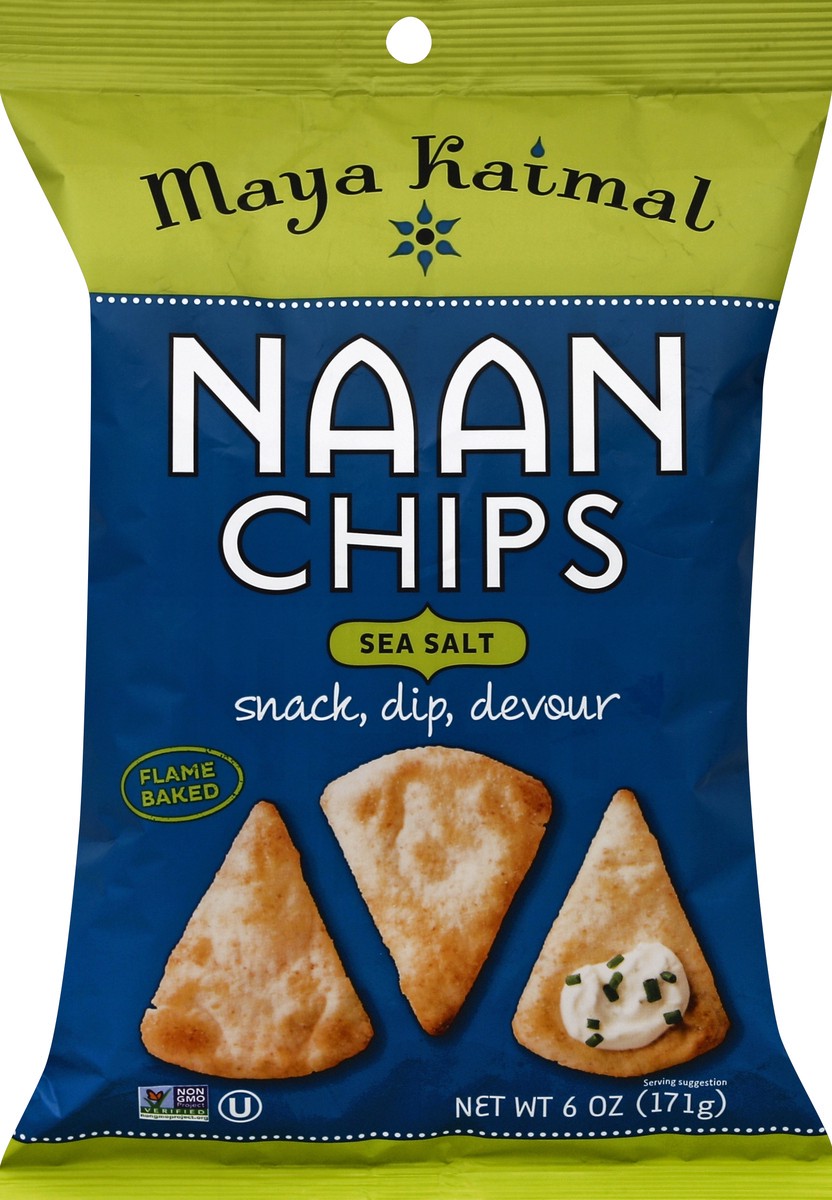 slide 3 of 3, Maya Kaimal Naan Chips Sea Salt, 6 oz