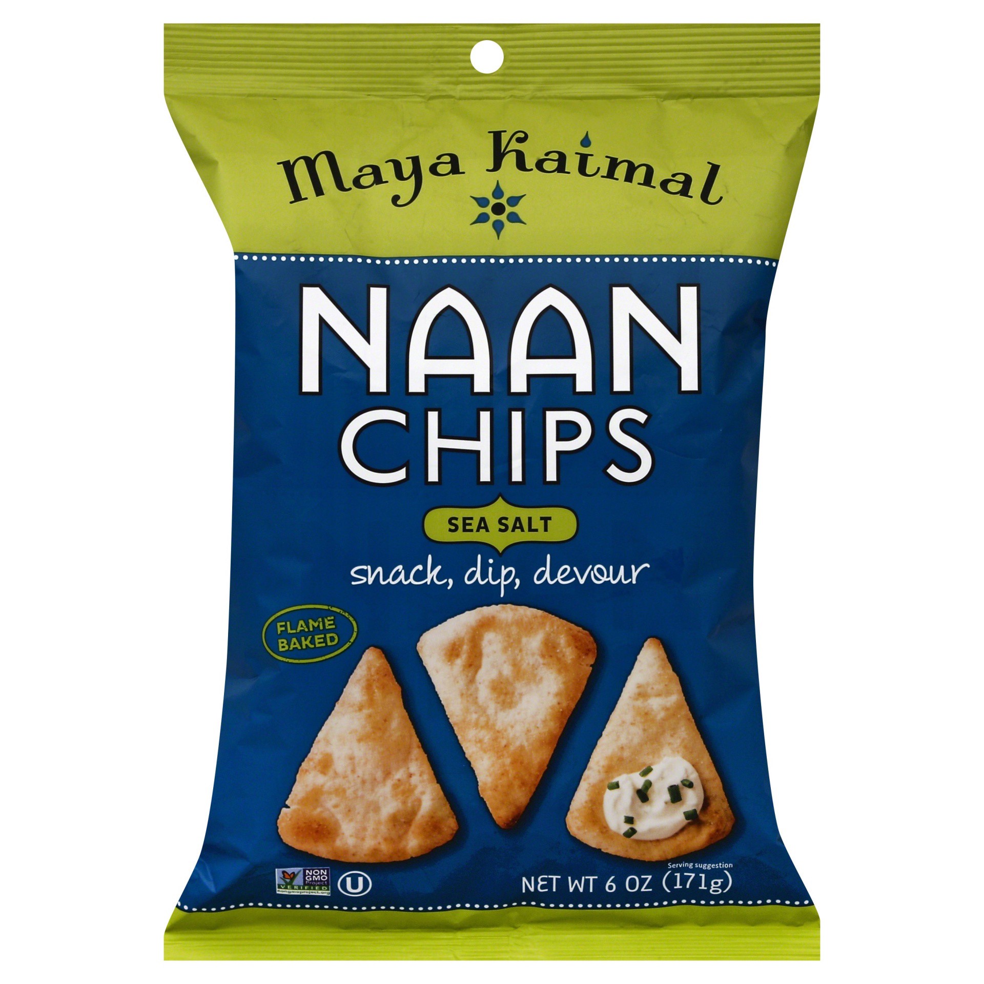 slide 1 of 3, Maya Kaimal Naan Chips Sea Salt, 6 oz