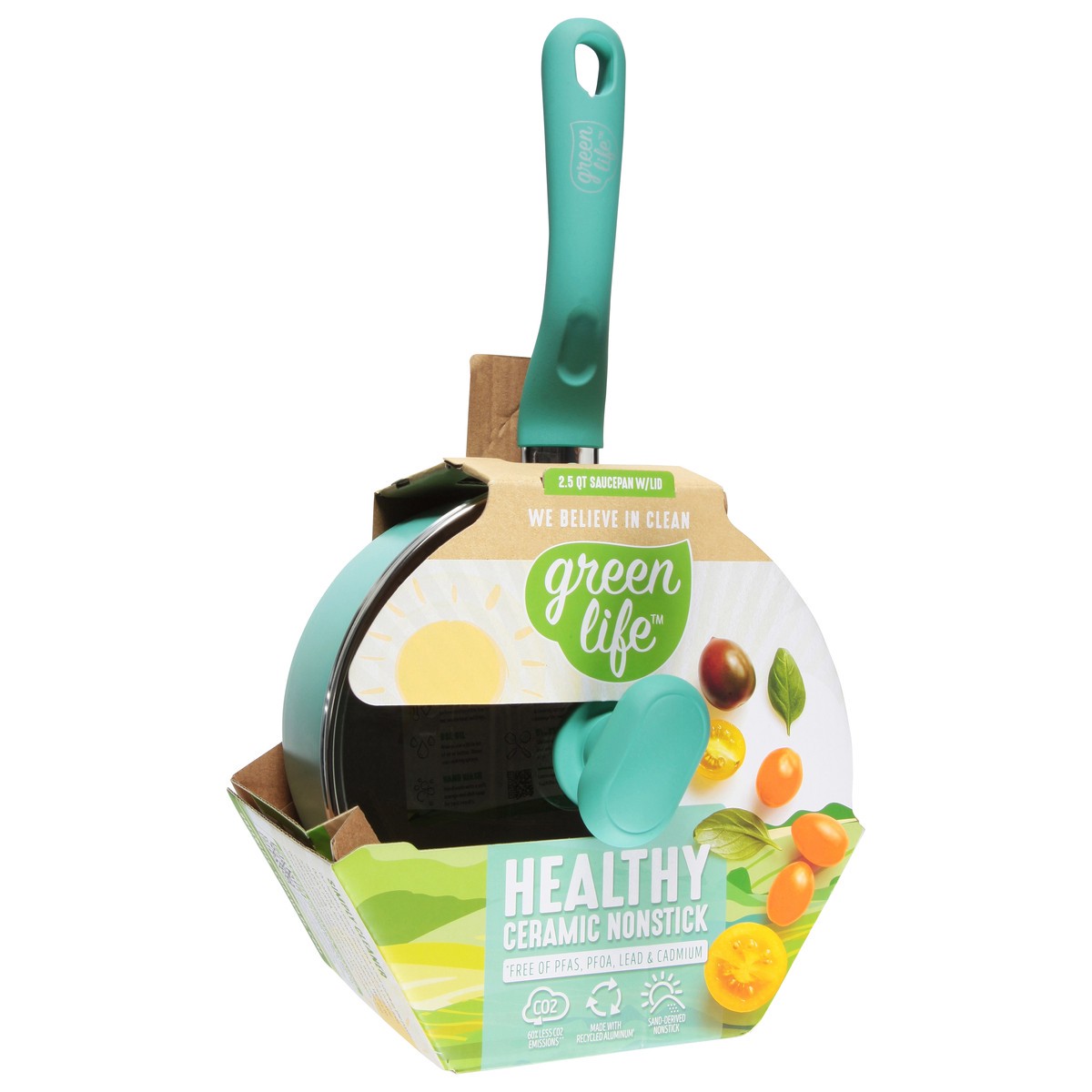 slide 2 of 4, GreenLife 2.5 Quart Healthy Ceramic Nonstick Saucepan with Lid 1 ea, 1 ct