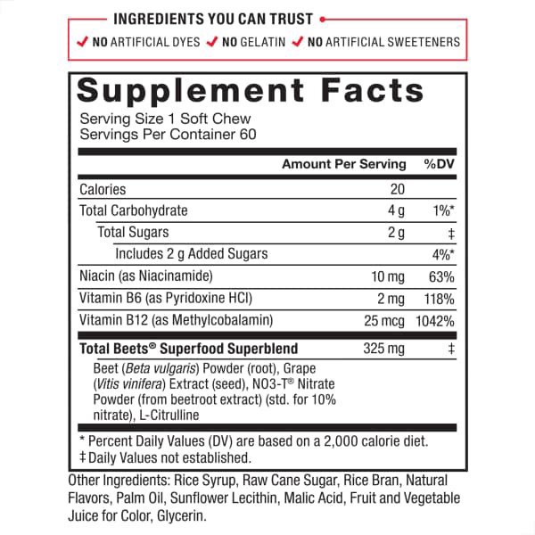 slide 9 of 13, Force Factor Acai Berry Total Beets 60 Superfood Soft Chews, 60 ct