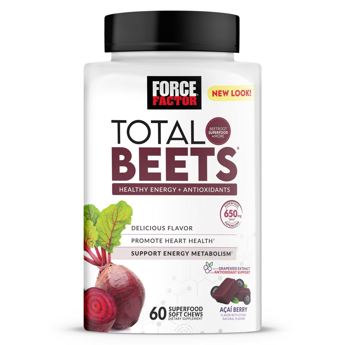 slide 1 of 13, Force Factor Acai Berry Total Beets 60 Superfood Soft Chews, 60 ct