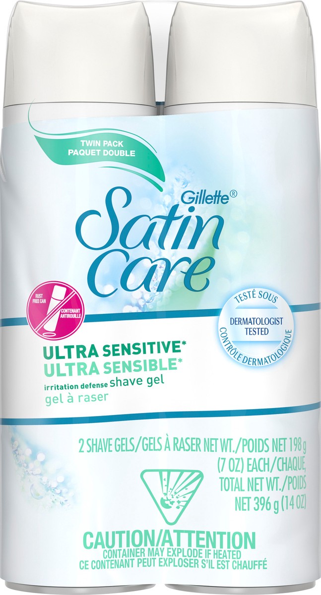 slide 3 of 3, Gillette Satin Care Ultra Sensitive Shave Gel, 14 oz