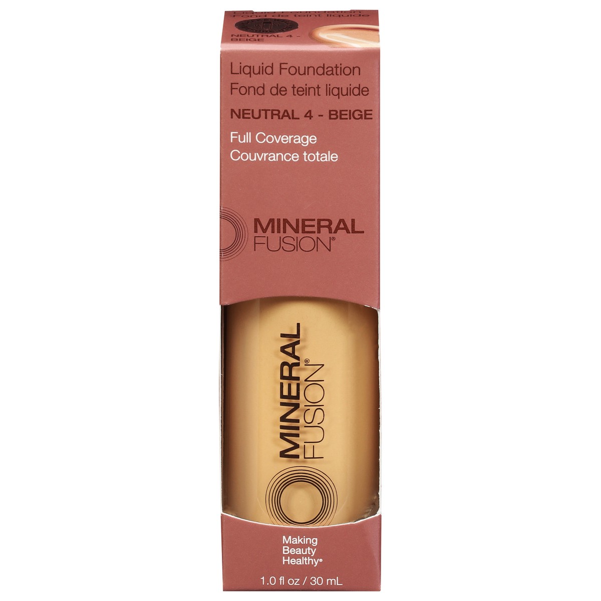 slide 1 of 1, Mineral Fusion Neutral 4 - Beige Full Coverage Liquid Foundation 1.0 fl oz, 1 ct