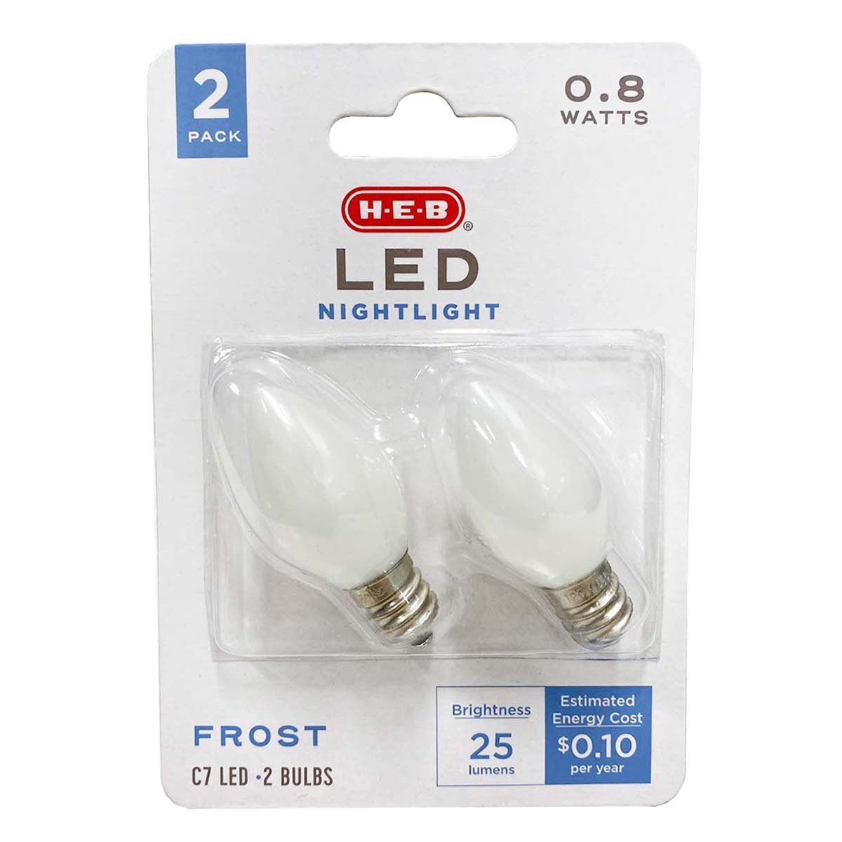 slide 1 of 1, H-E-B C7 0.8-Watt Frosted LED Night Light Bulbs, 2 ct