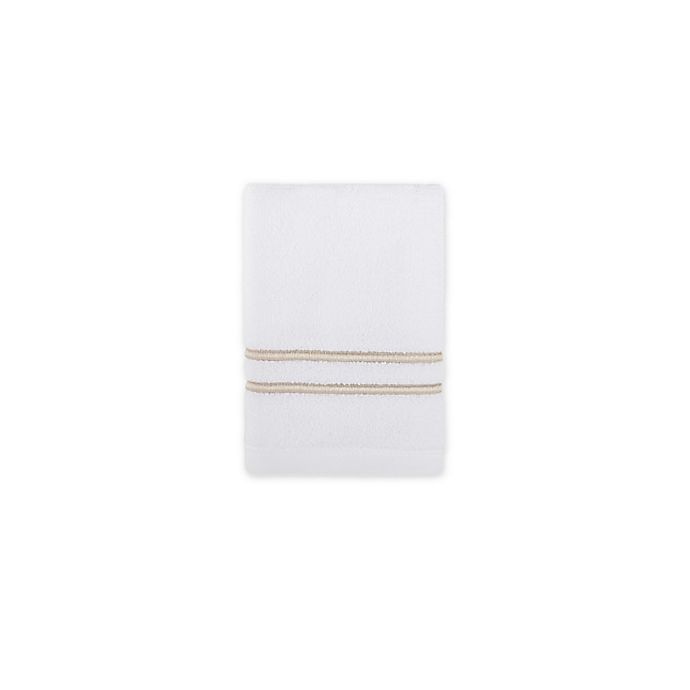 slide 1 of 1, Wamsutta Classic Turkish Embroidered Washcloth - White/Taupe, 1 ct