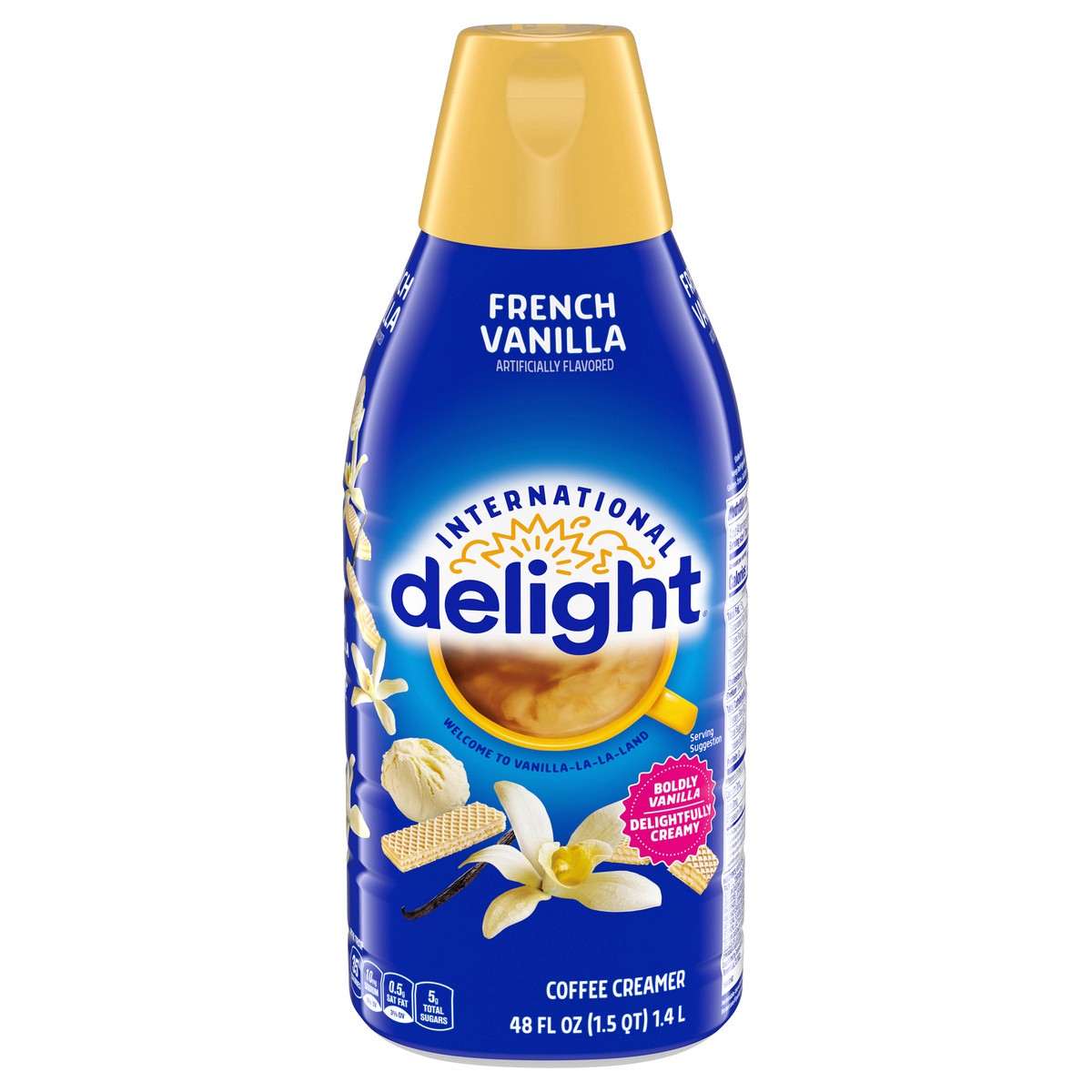 slide 1 of 5, International Delight Coffee Creamer, French Vanilla, Refrigerated Flavored Creamer, 48 FL OZ Bottle, 48 fl oz