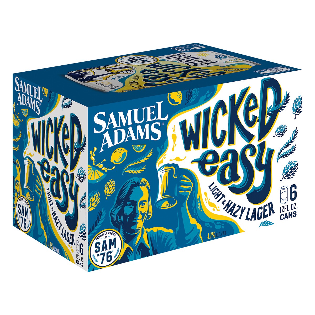 slide 2 of 8, Samuel Adams Wicked Easy Beer, Light & Hazy Lager (12 fl. oz. Can, 6pk.), 6 ct; 12 oz