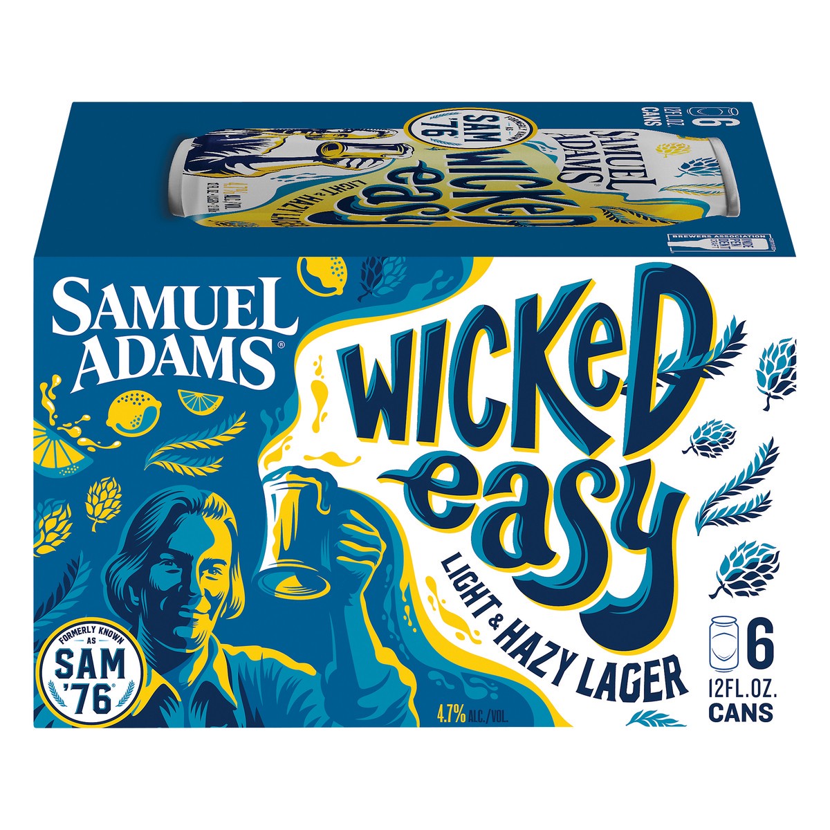 slide 1 of 8, Samuel Adams Wicked Easy Beer, Light & Hazy Lager (12 fl. oz. Can, 6pk.), 6 ct; 12 oz