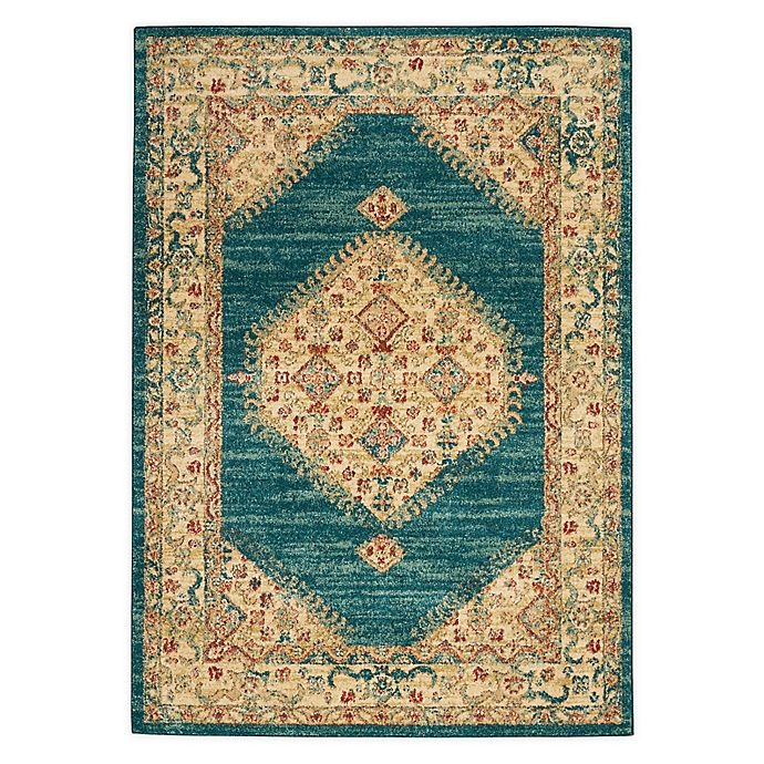 slide 1 of 7, Nourison Traditional Vintage Center Diamonds 5'3 x 7'3 Area Rug - Teal/Blue, 1 ct