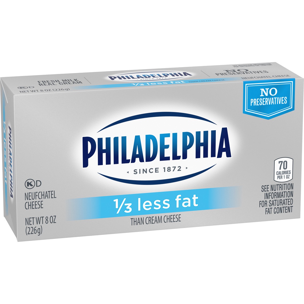 slide 2 of 8, Philadelphia 1/3 less Fat Cream Cheese, 0.5 lb