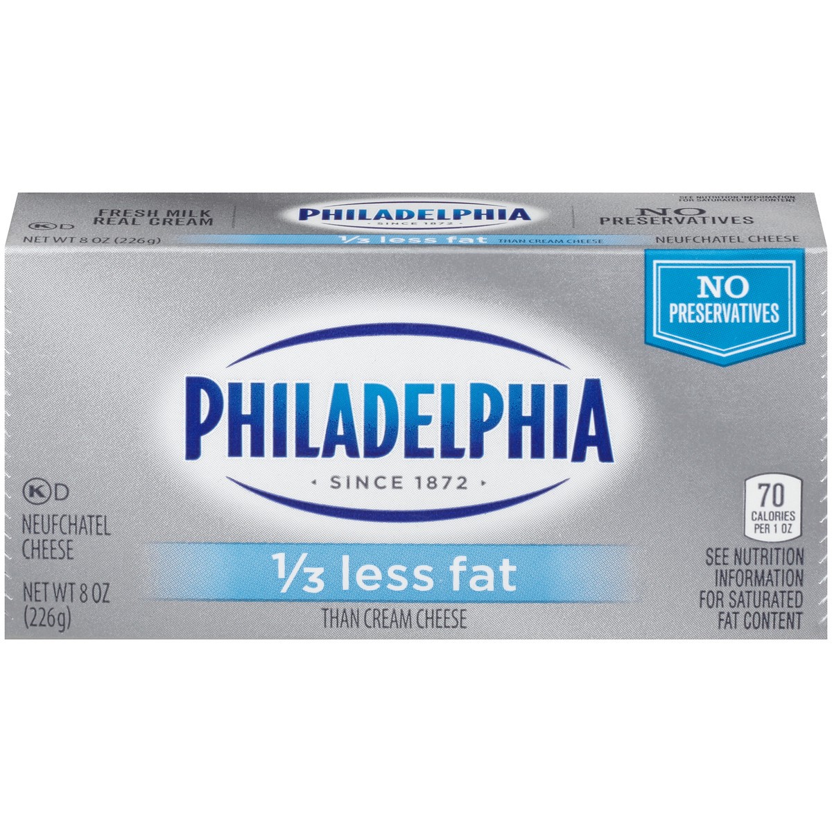 slide 1 of 8, Philadelphia 1/3 less Fat Cream Cheese, 0.5 lb