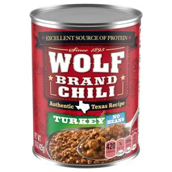 Wolf Brand Turkey Chili Without Beans, 96% Fat Free, 32g Protein Per Serving, 15 oz. Can