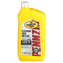 Pennzoil Platinum High Mileage Full Synthetic Motor Oil with PurePlus Technology - 0W