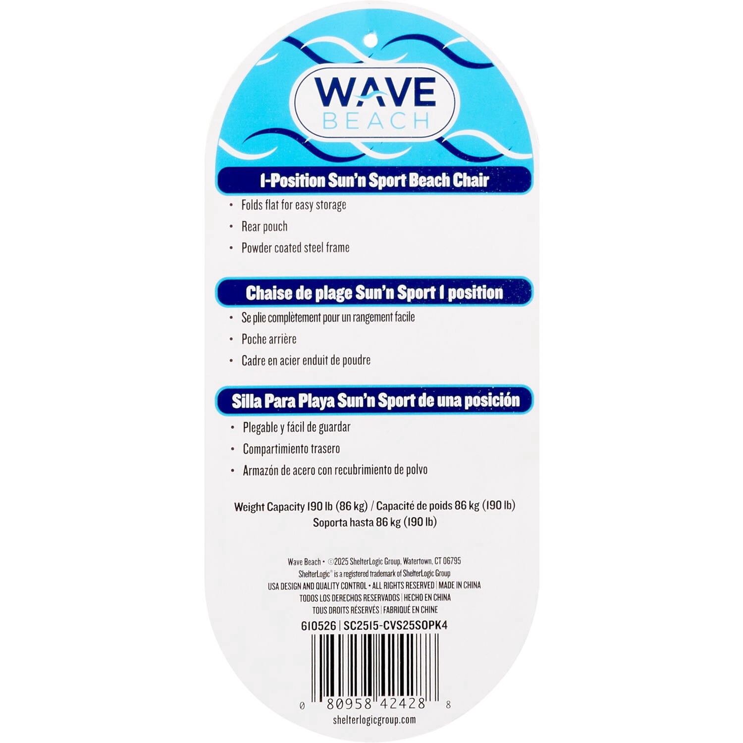 slide 4 of 4, Wave Beach 1-Position Steel Beach Chair, Navy, 1 ct