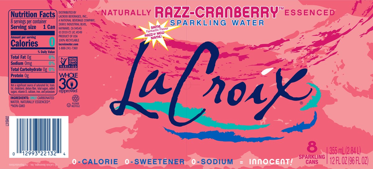 slide 3 of 7, La Croix Razz-Cranberry 8 Pack 12oz, 8 ct