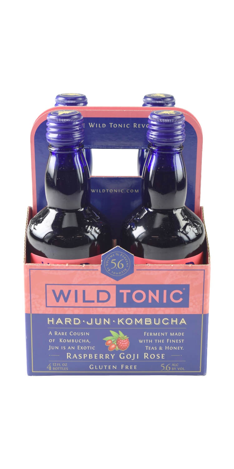 slide 1 of 1, Wild Tonic Hard Jun Kombucha Raspberry Goji Rose, 4 ct;  12 fl oz