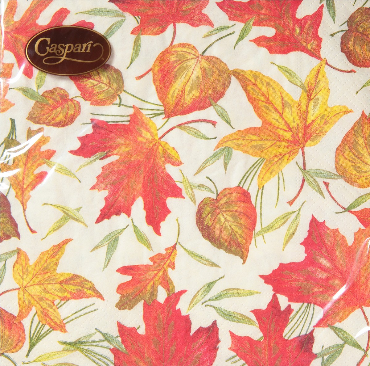 slide 5 of 12, Caspari Triple-Ply Ivory Woodland Leaves Napkins 20 ea, 20 ct
