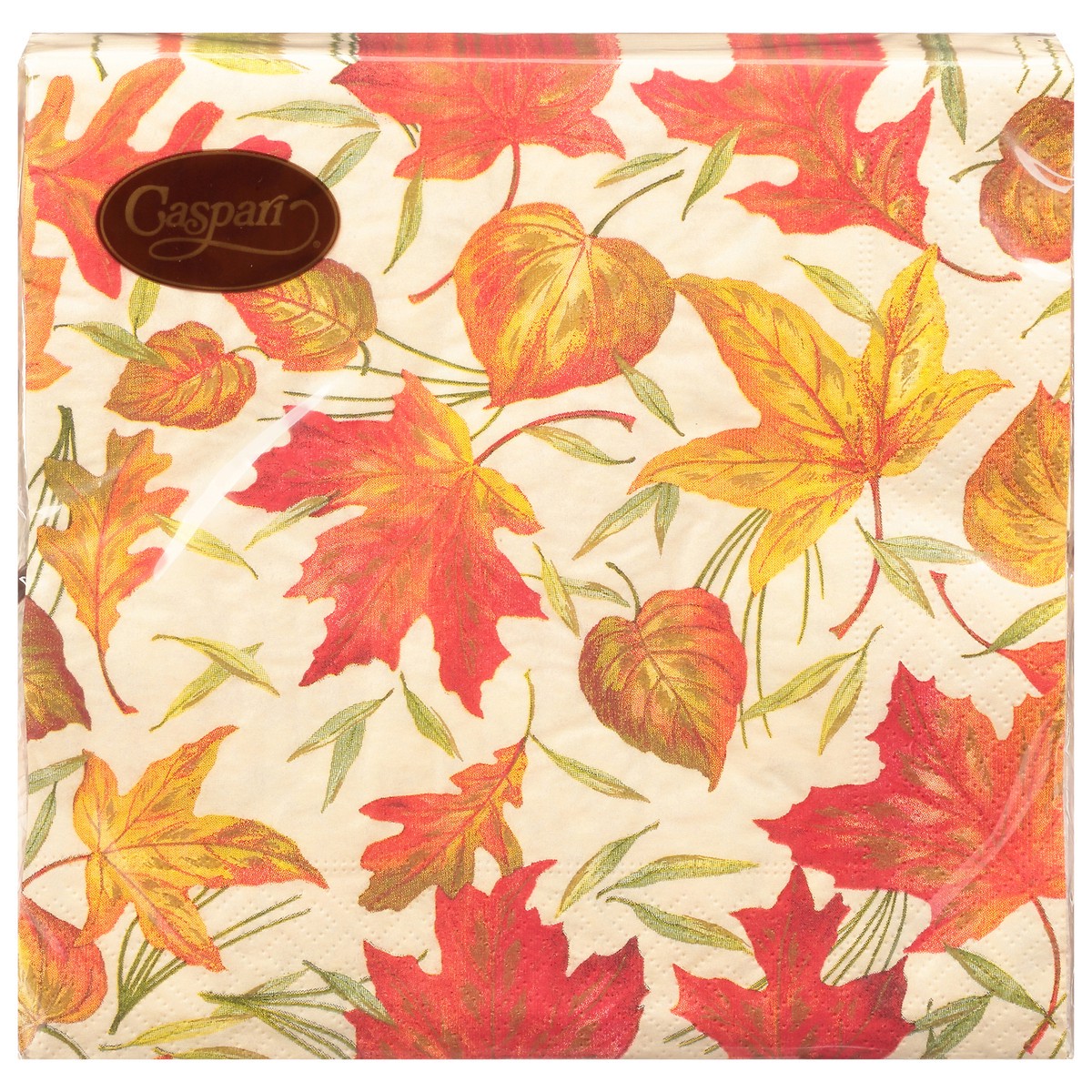 slide 6 of 12, Caspari Triple-Ply Ivory Woodland Leaves Napkins 20 ea, 20 ct