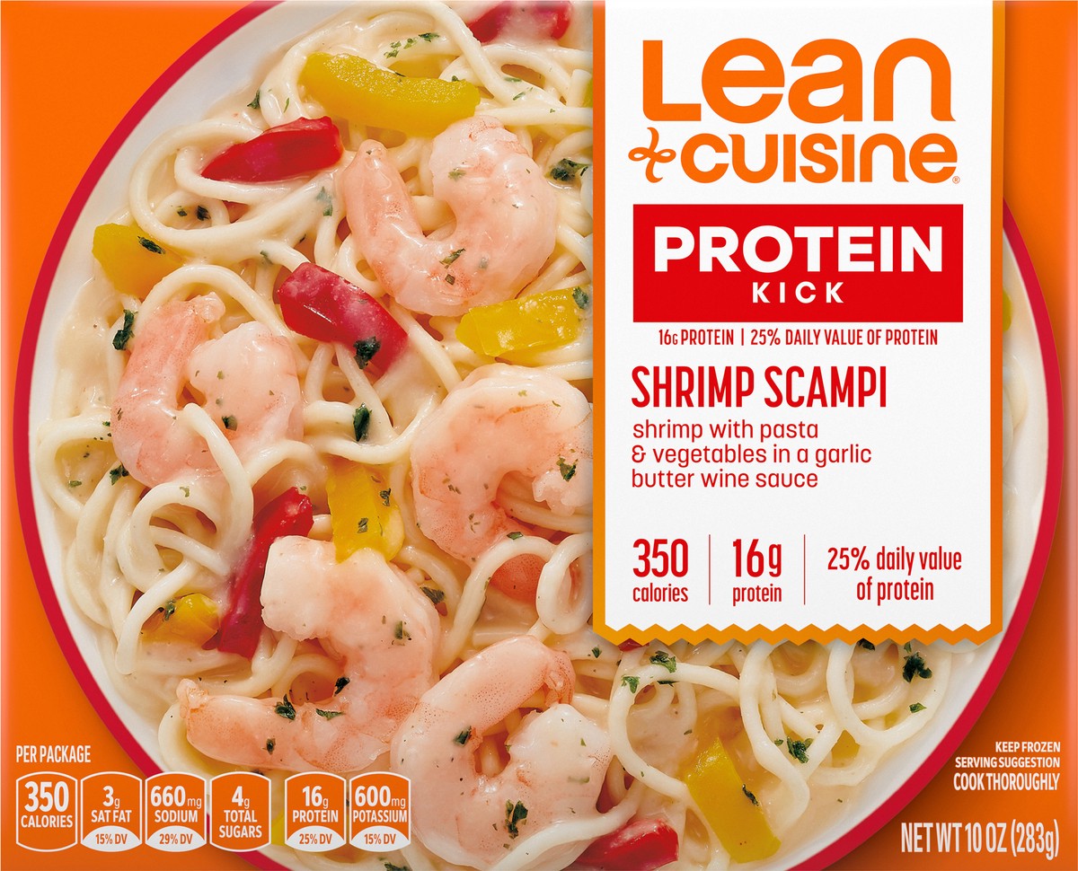 slide 9 of 9, Lean Cuisine Frozen Meal Shrimp Scampi, Protein Kick Microwave Meal, Microwave Shrimp Dinner, Frozen Dinner for One, 10 oz