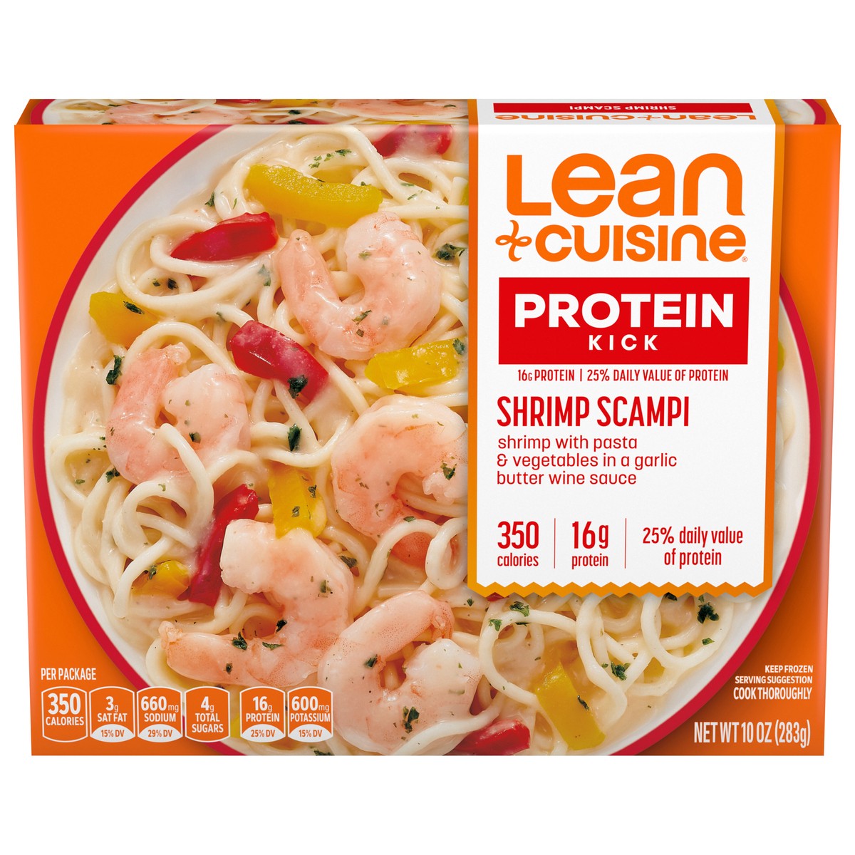 slide 1 of 9, Lean Cuisine Frozen Meal Shrimp Scampi, Protein Kick Microwave Meal, Microwave Shrimp Dinner, Frozen Dinner for One, 10 oz