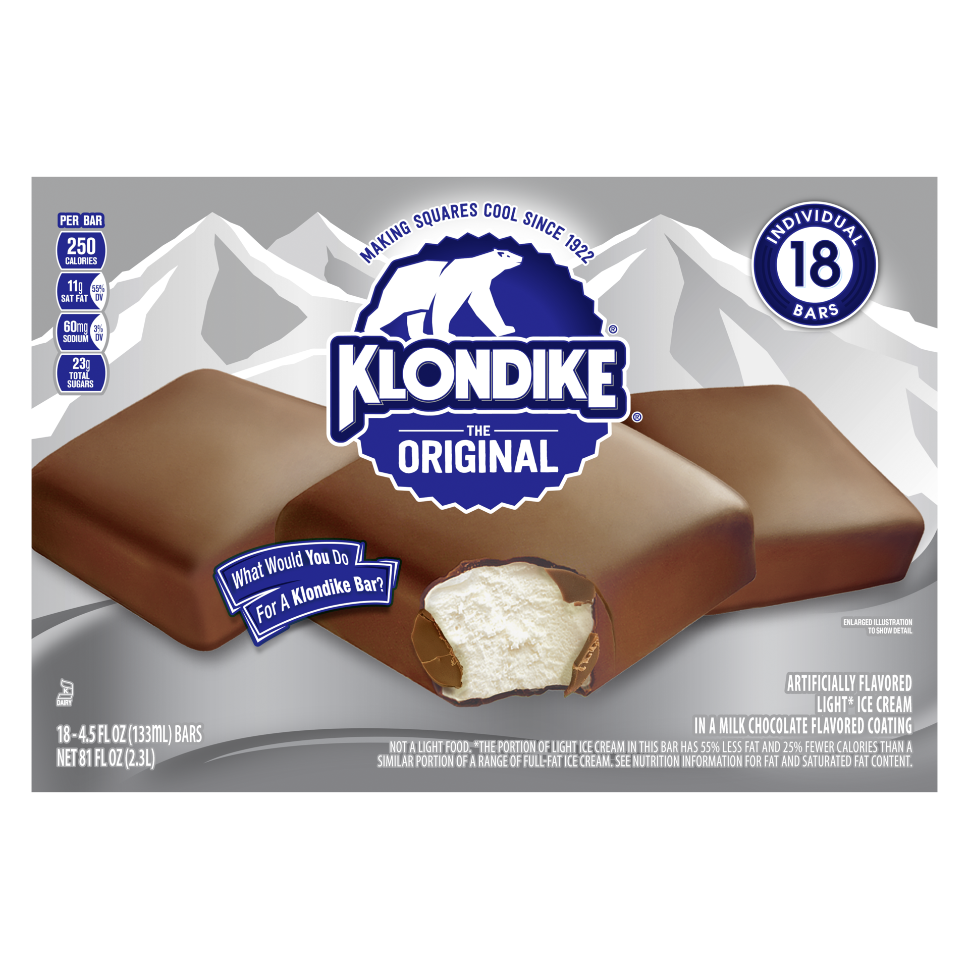 slide 2 of 4, Klondike Ice Cream Bars Original, 4.5 fl oz, 18 Count , 4.50 fl oz