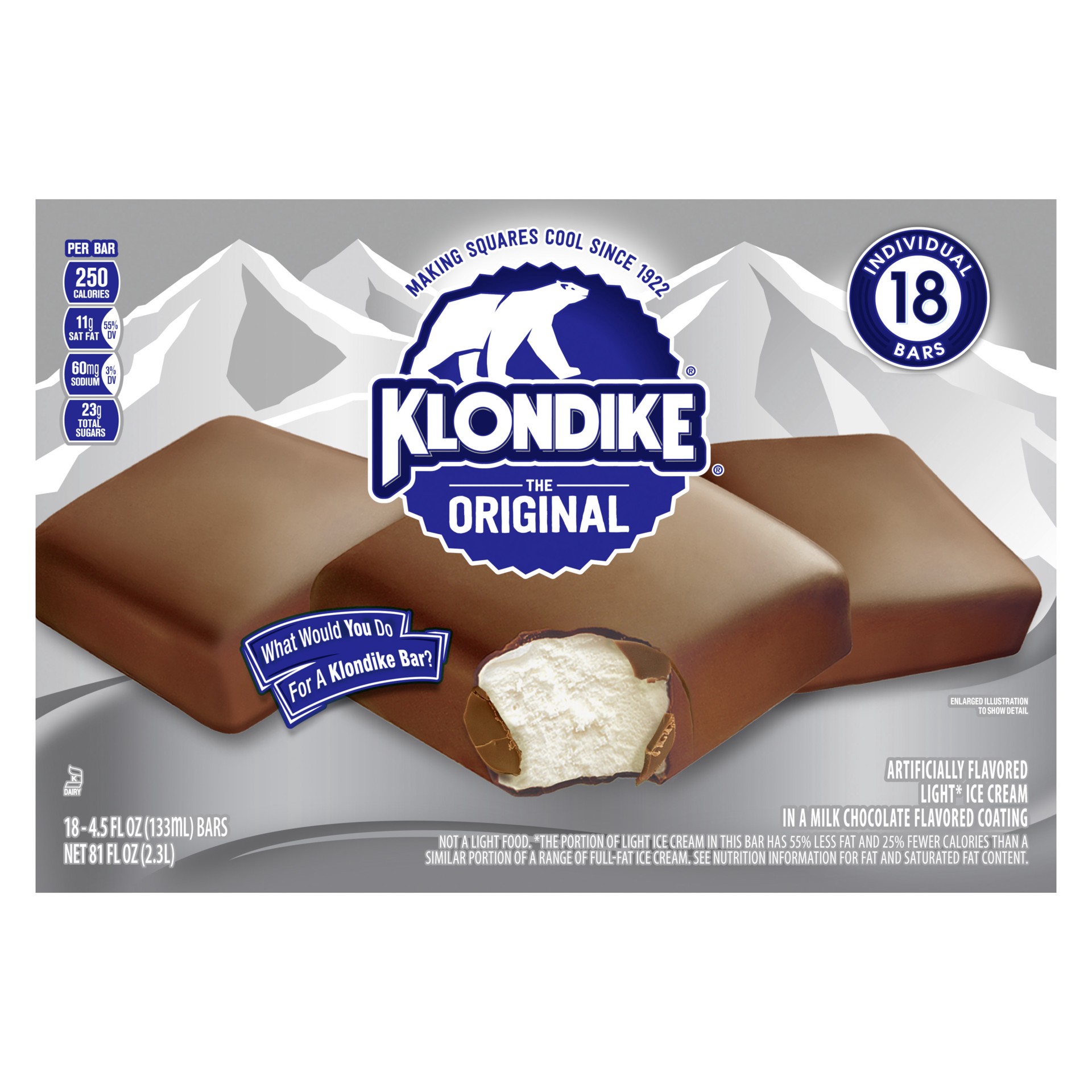 slide 1 of 4, Klondike Ice Cream Bars Original, 4.5 fl oz, 18 Count , 4.50 fl oz