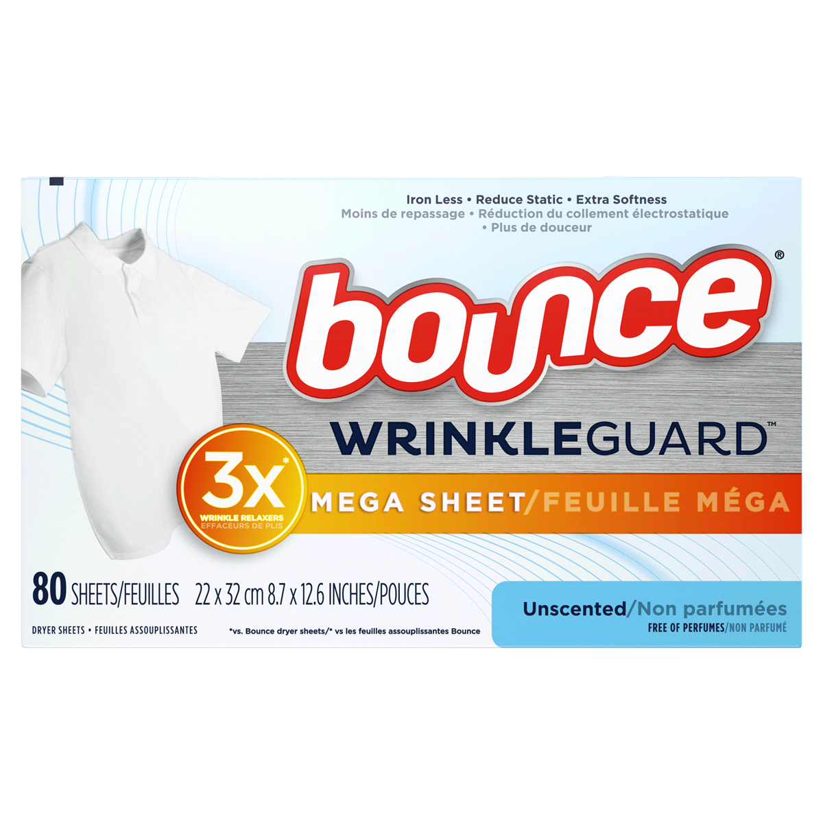 slide 1 of 1, Bounce Wrinkle Guard Mega Sheet Unscented, 80 ct
