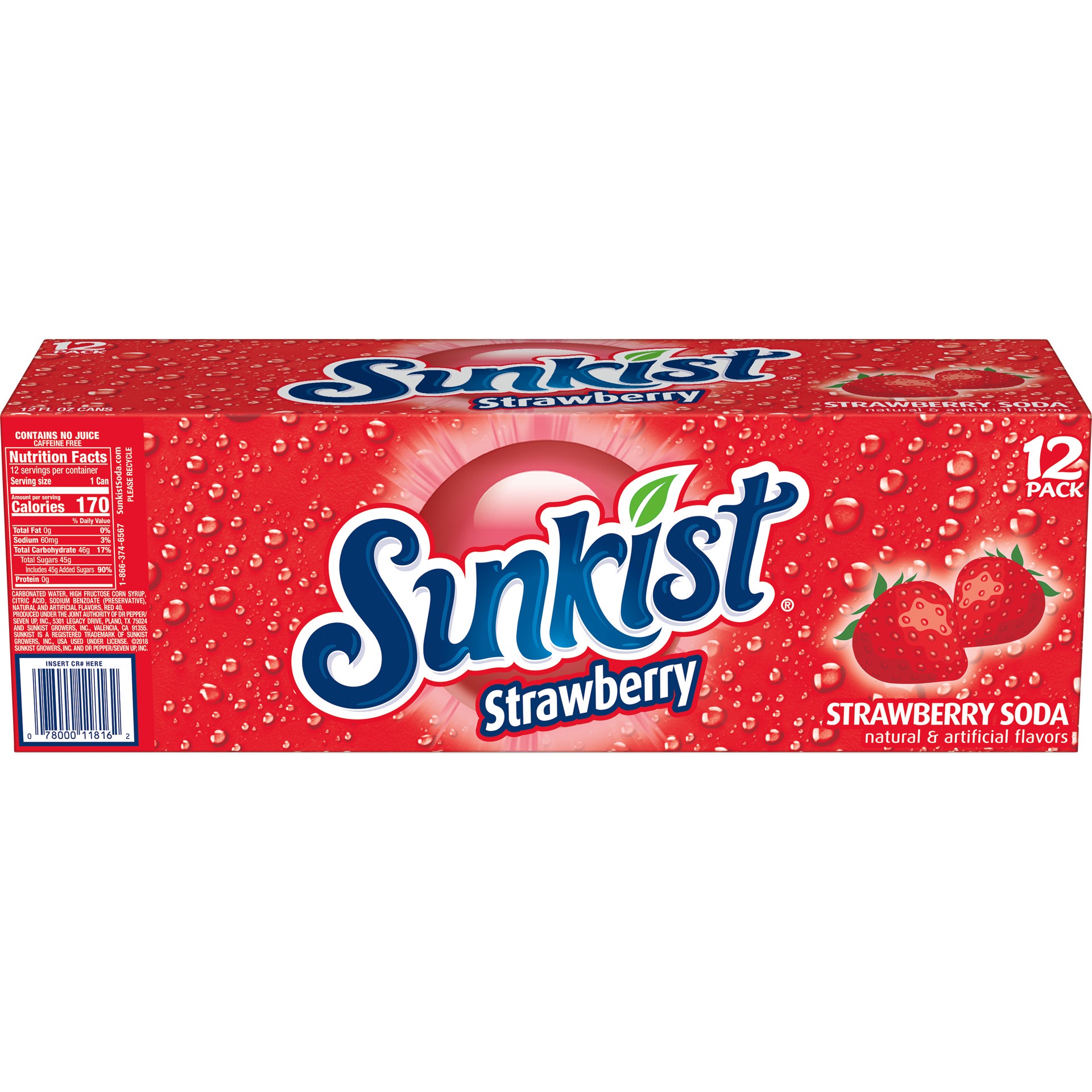 slide 3 of 5, Sunkist Strawberry Soda, 12 fl oz cans, 12 pack, 12 ct