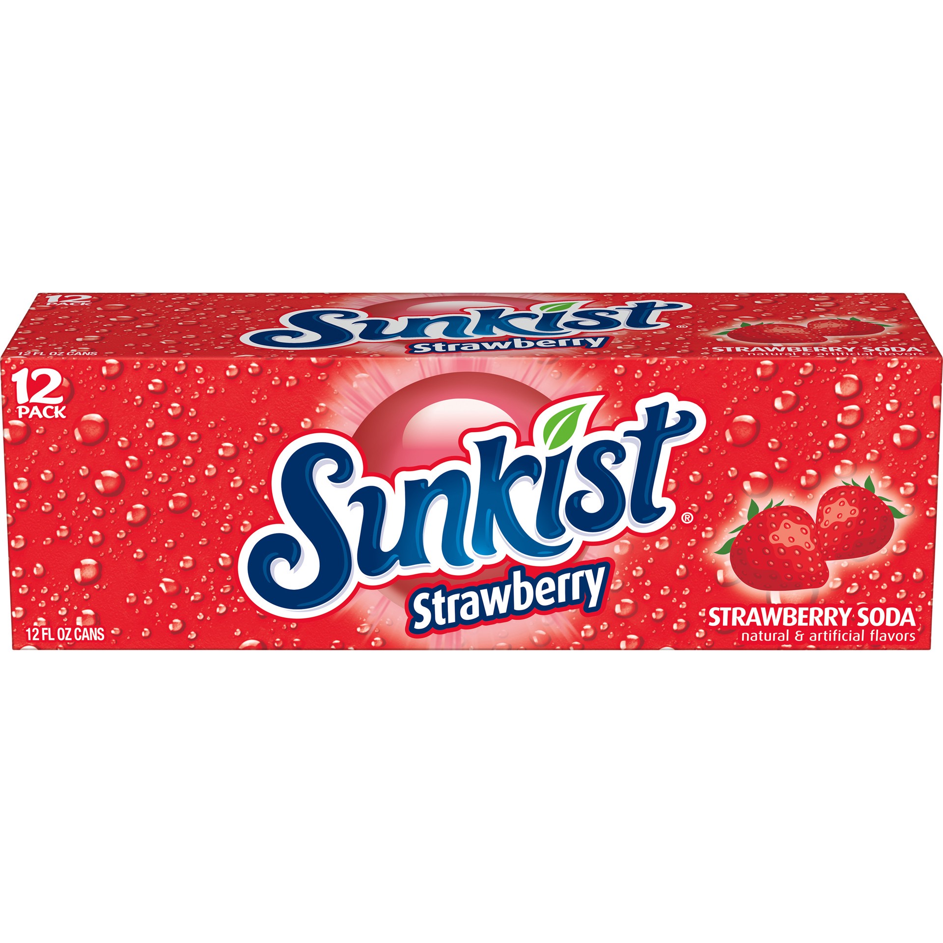 slide 4 of 5, Sunkist Strawberry Soda, 12 fl oz cans, 12 pack, 12 ct